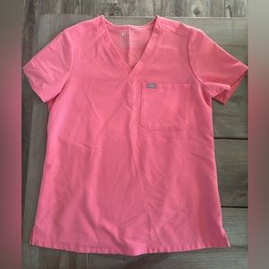 Figs women’s “neon pink” Catarina one pocket scrub top size small